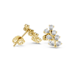 Pear Diamond Leaf Vine Stud Earrings