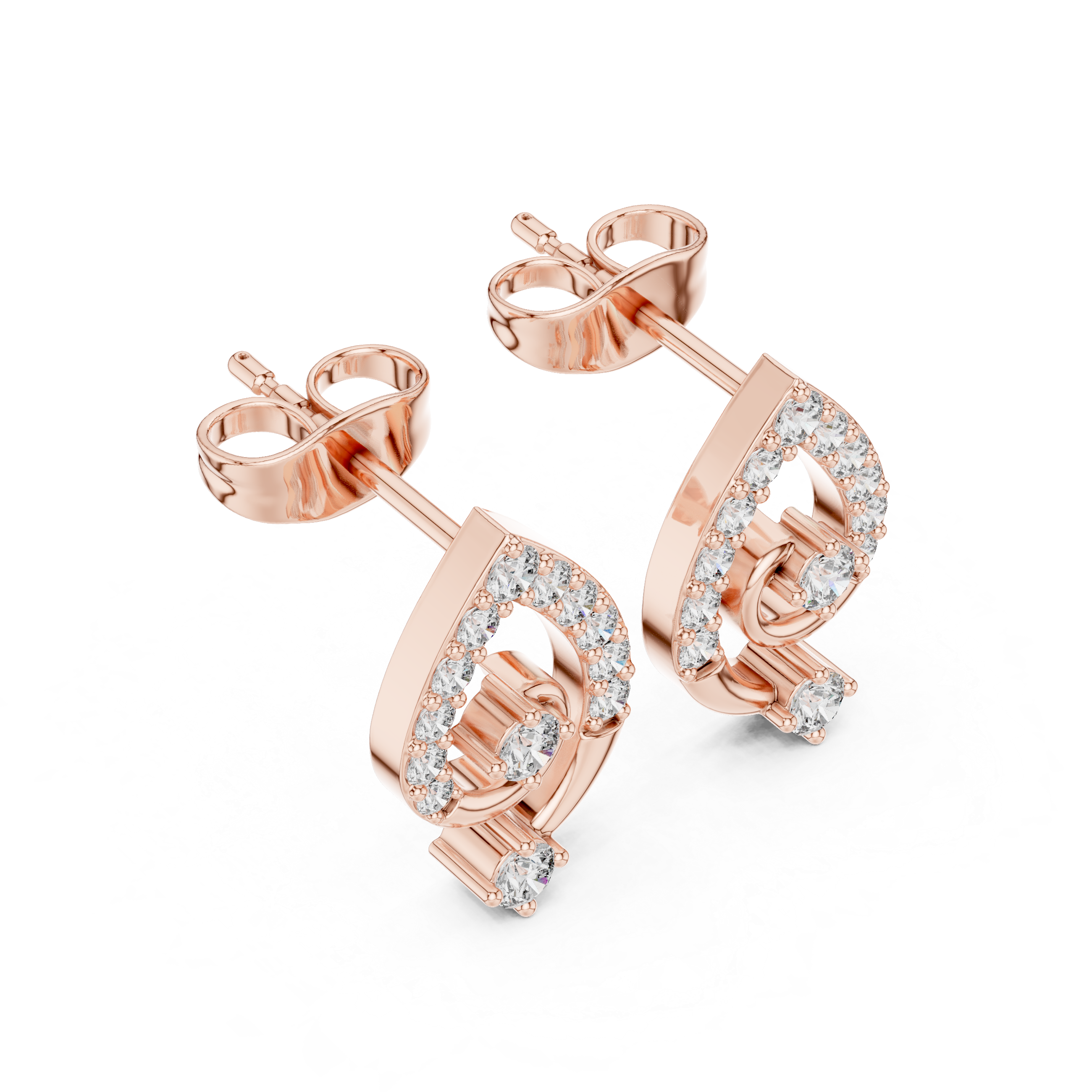 Diamond Paisley Teardrop Stud Earrings