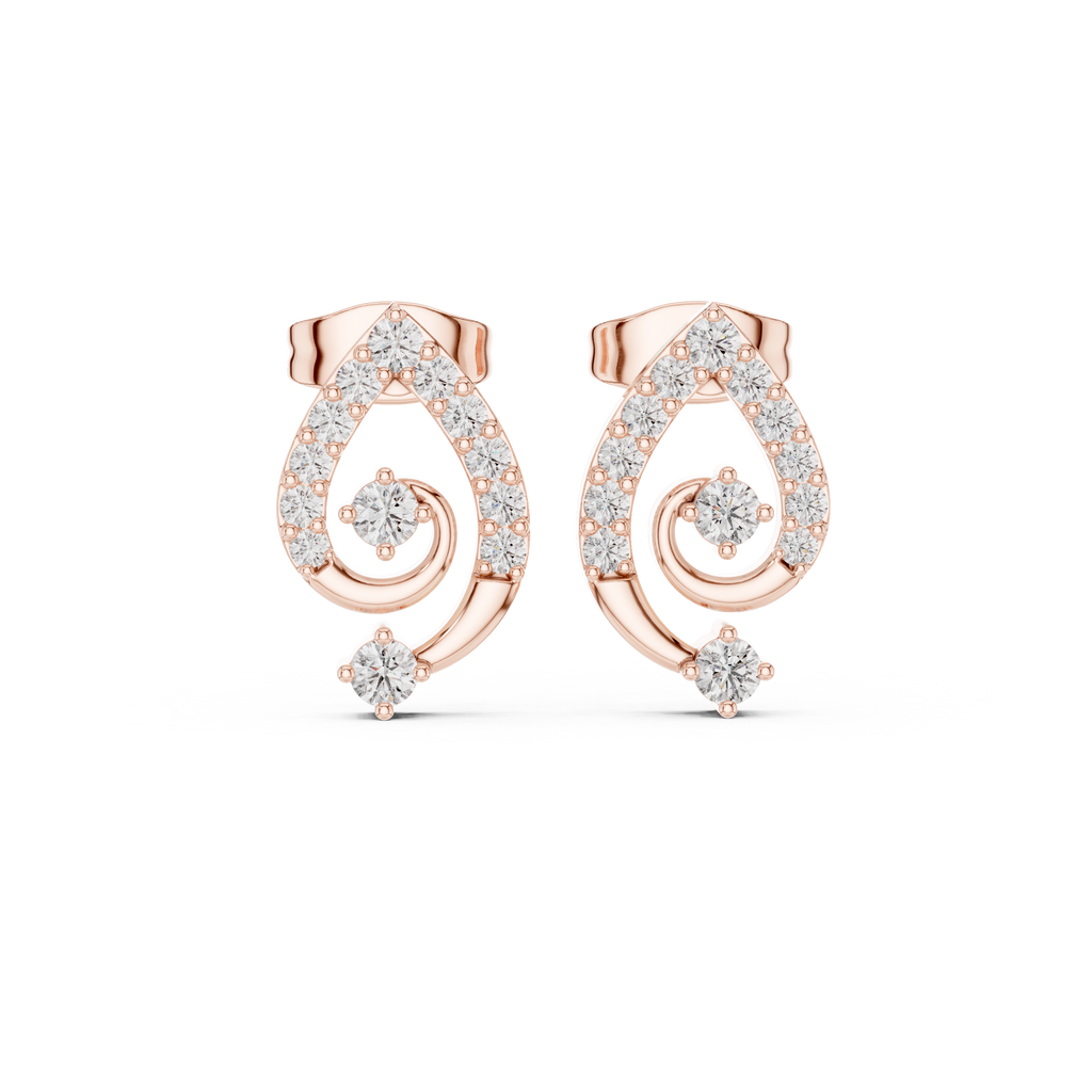 Diamond Paisley Teardrop Stud Earrings