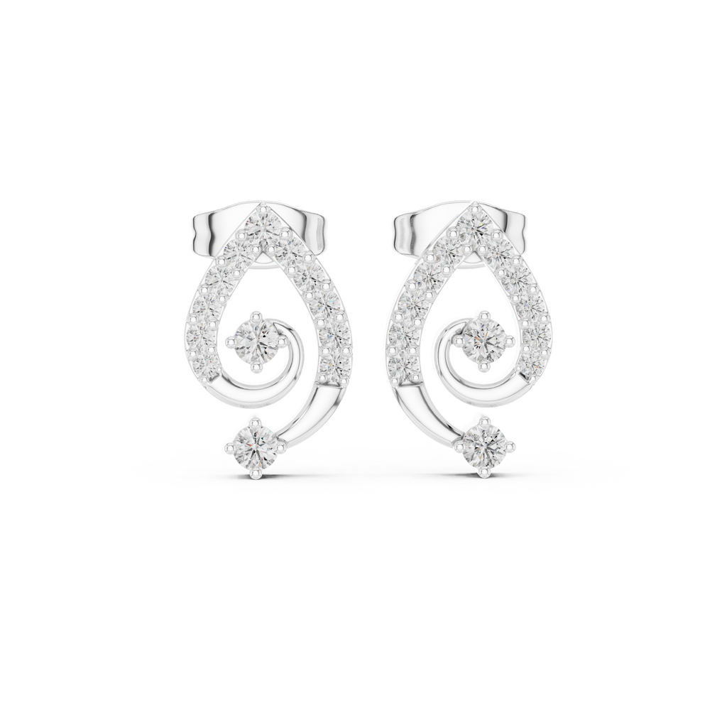 Diamond Paisley Teardrop Stud Earrings