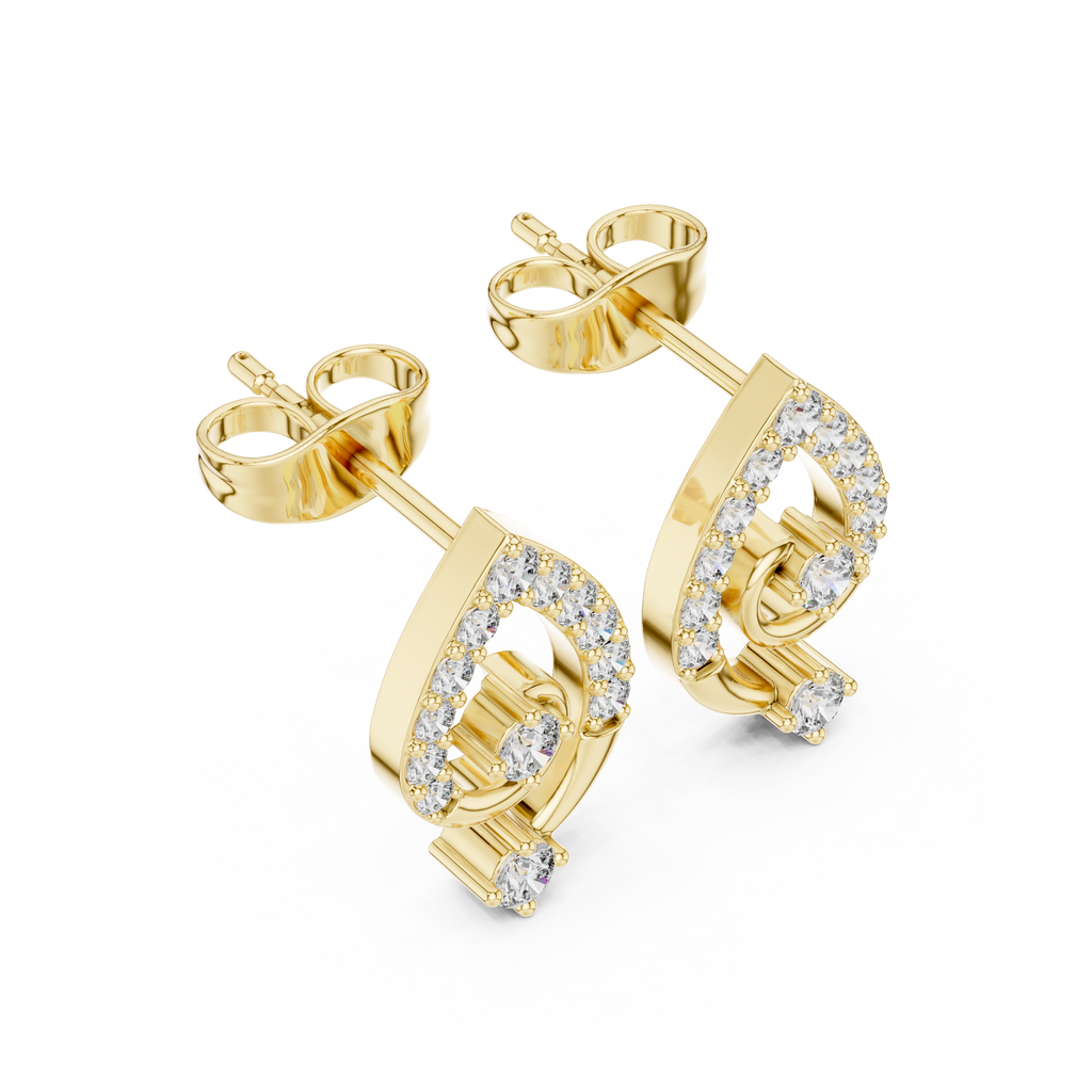Diamond Paisley Teardrop Stud Earrings
