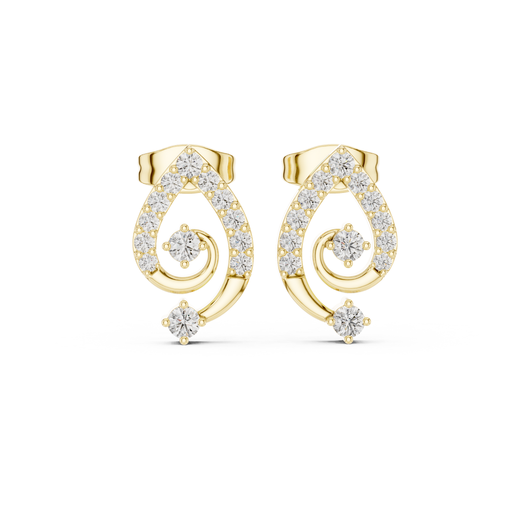 Diamond Paisley Teardrop Stud Earrings