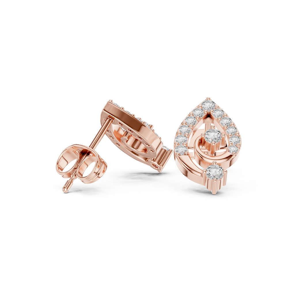 Diamond Paisley Teardrop Stud Earrings