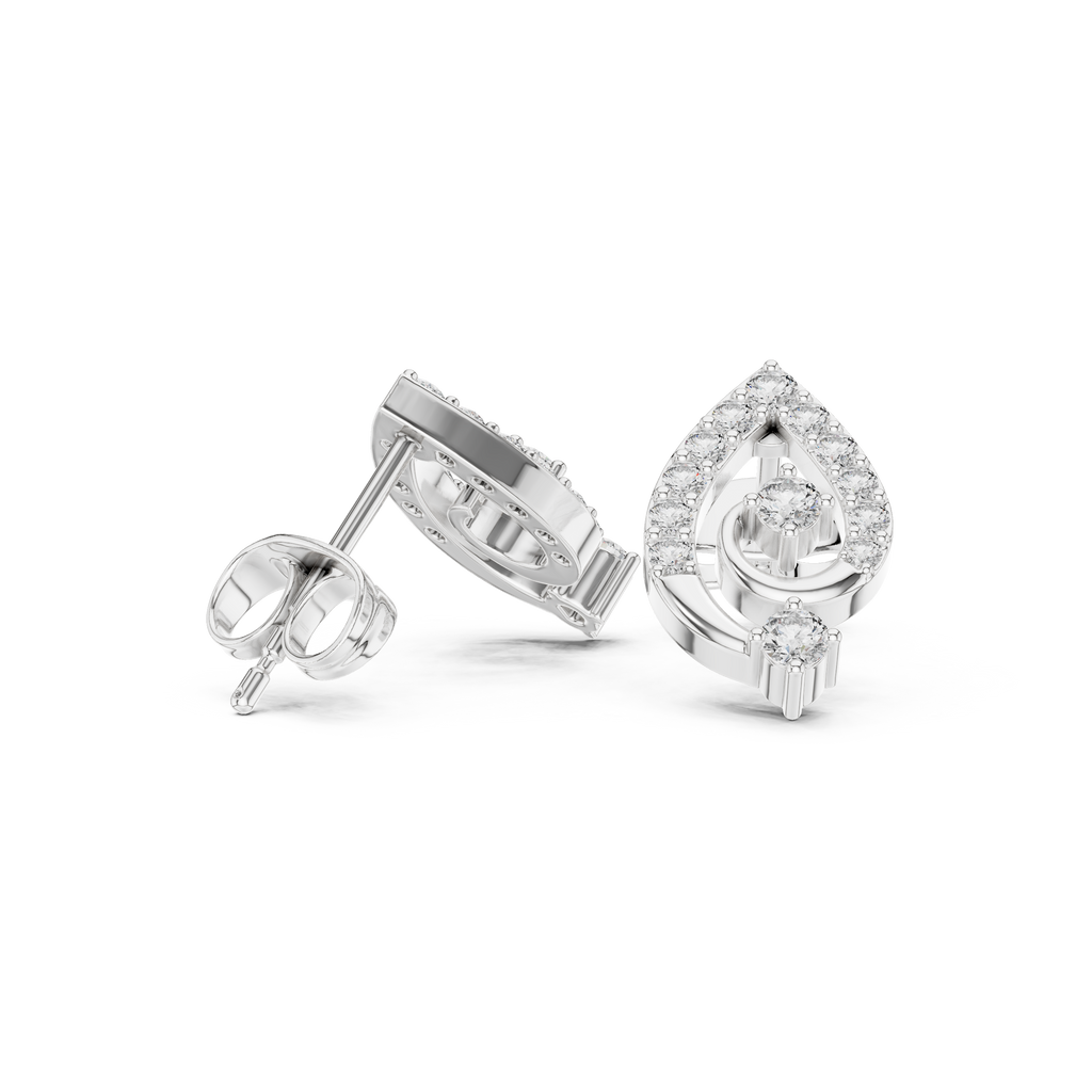 Diamond Paisley Teardrop Stud Earrings