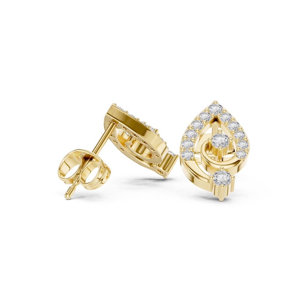 Diamond Paisley Teardrop Stud Earrings