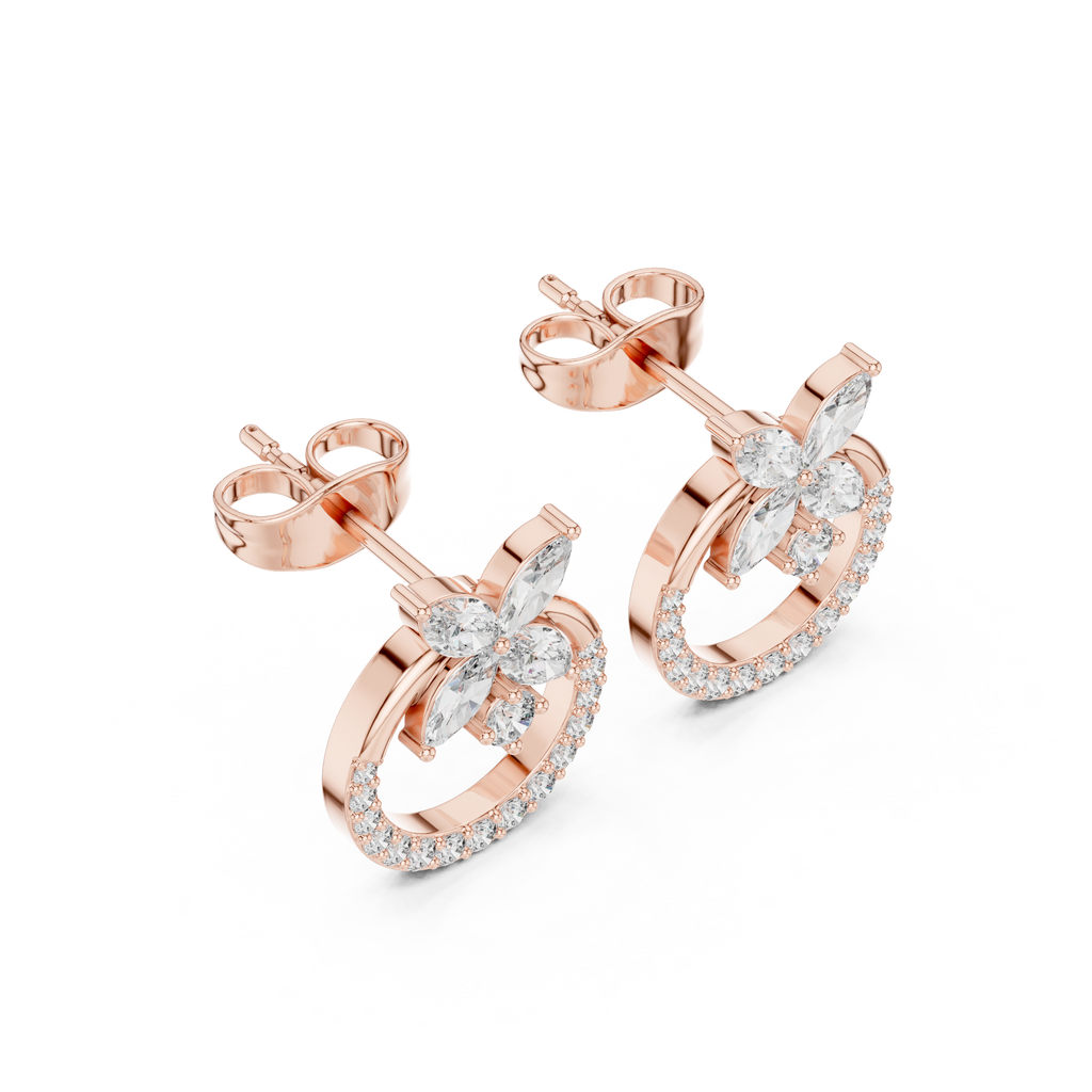 Diamond Butterfly Halo Stud Earrings