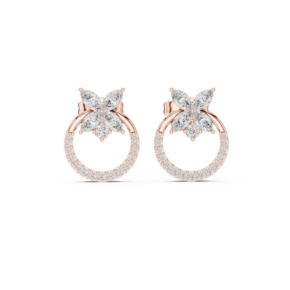 Diamond Butterfly Halo Stud Earrings, gallery image — Jewelix Atelier