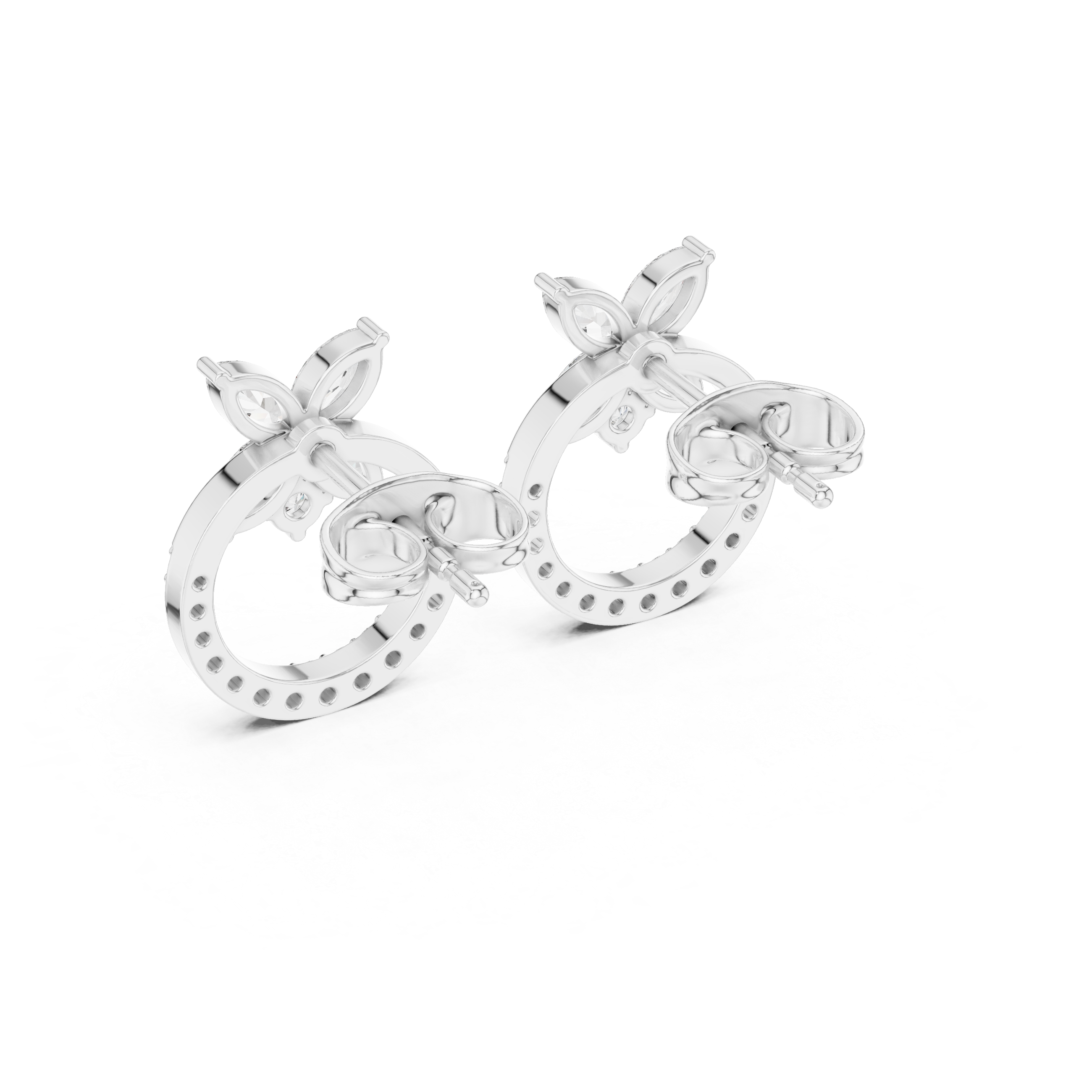 Diamond Butterfly Halo Stud Earrings