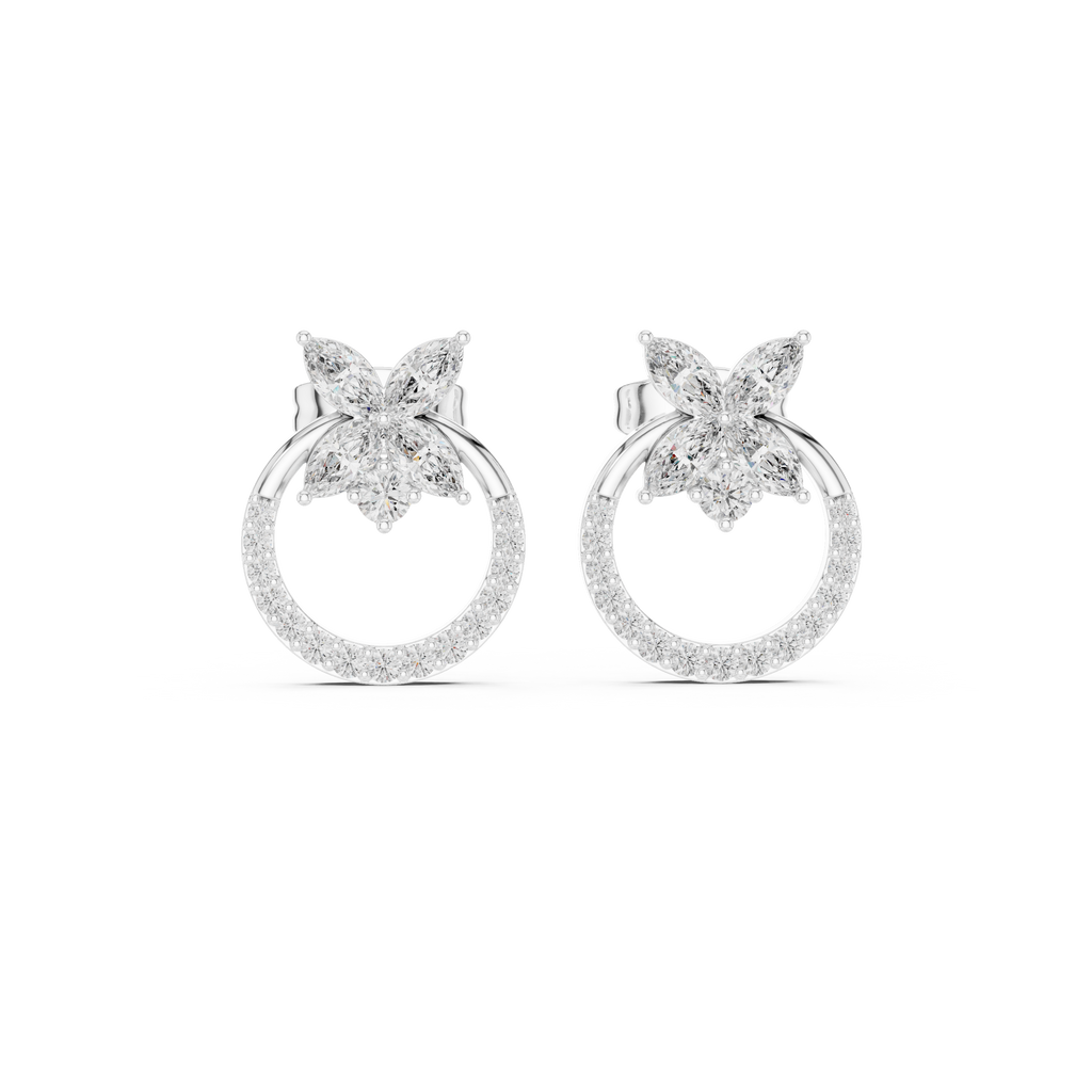 Diamond Butterfly Halo Stud Earrings