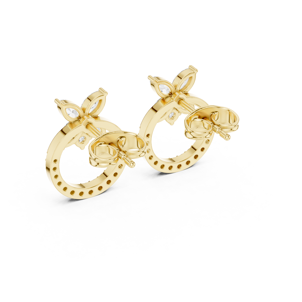 Diamond Butterfly Halo Stud Earrings