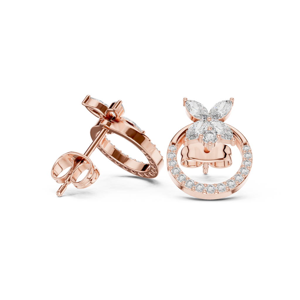 Diamond Butterfly Halo Stud Earrings