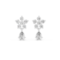 Pear Drop & Round Diamond Floral Stud Earrings