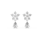 Pear Drop & Round Diamond Floral Stud Earrings
