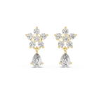 Pear Drop & Round Diamond Floral Stud Earrings