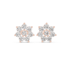 Round Diamond Floral Cluster Stud Earrings