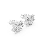 Round Diamond Floral Cluster Stud Earrings