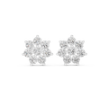 Round Diamond Floral Cluster Stud Earrings