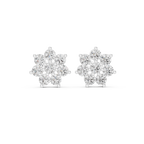 Round Diamond Floral Cluster Stud Earrings