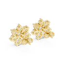 Round Diamond Floral Cluster Stud Earrings