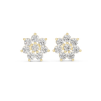 Round Diamond Floral Cluster Stud Earrings