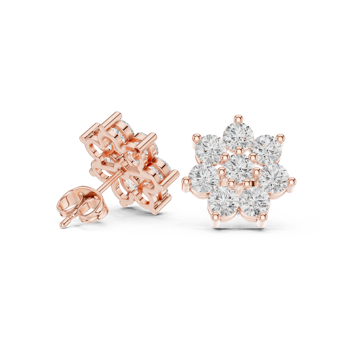 Rosette Royale Diamond Earrings, side angle — Jewelix Atelier