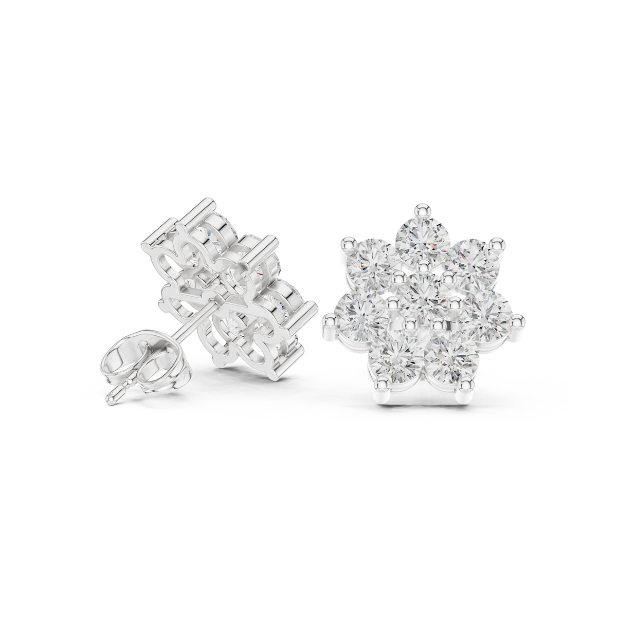 Rosette Royale Diamond Earrings, product photo — Jewelix Atelier