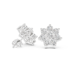 Round Diamond Floral Cluster Stud Earrings