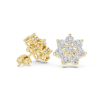 Round Diamond Floral Cluster Stud Earrings