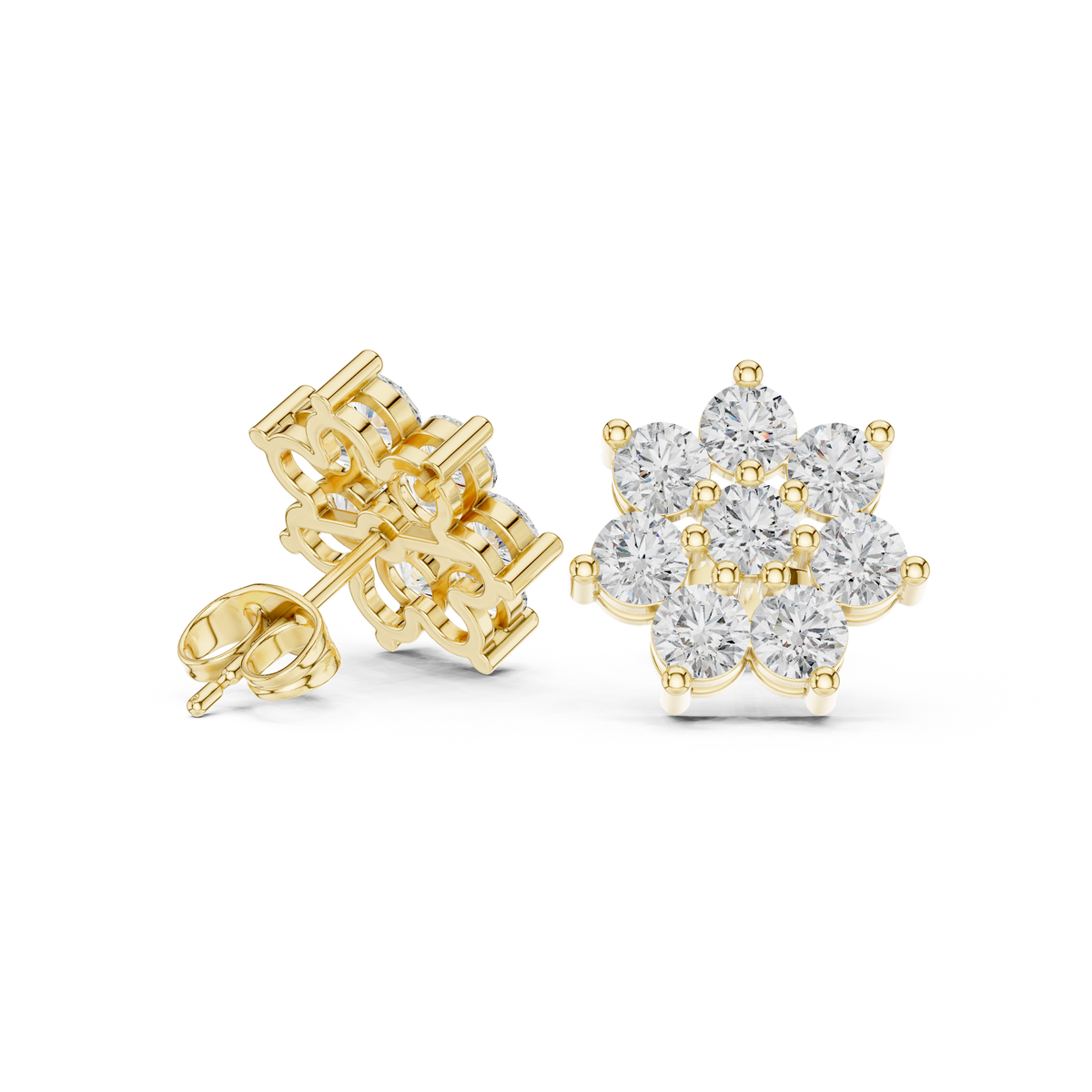 Rosette Royale Diamond Earrings, product image — Jewelix Atelier
