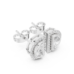Half Moon Diamond Halo Stud Earrings