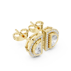 Half Moon Diamond Halo Stud Earrings