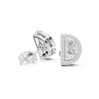 Half Moon Diamond Halo Stud Earrings