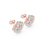 Floral Marquise & Round Diamond Stud Earrings