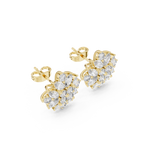 Floral Marquise & Round Diamond Stud Earrings