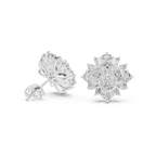 Floral Marquise & Round Diamond Stud Earrings