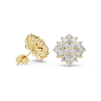 Floral Marquise & Round Diamond Stud Earrings