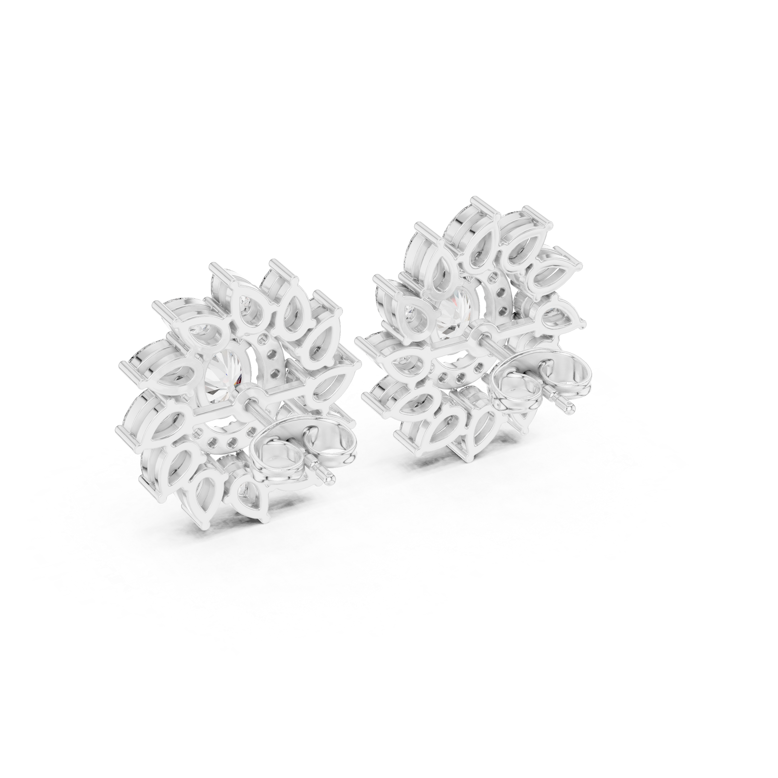 Oval & Pear Halo Diamond Stud Earrings