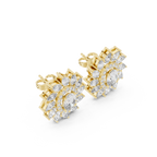Oval & Pear Halo Diamond Stud Earrings