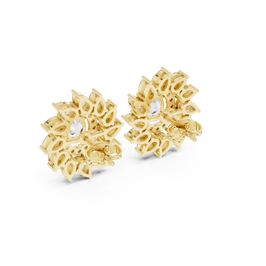 Oval & Pear Halo Diamond Stud Earrings
