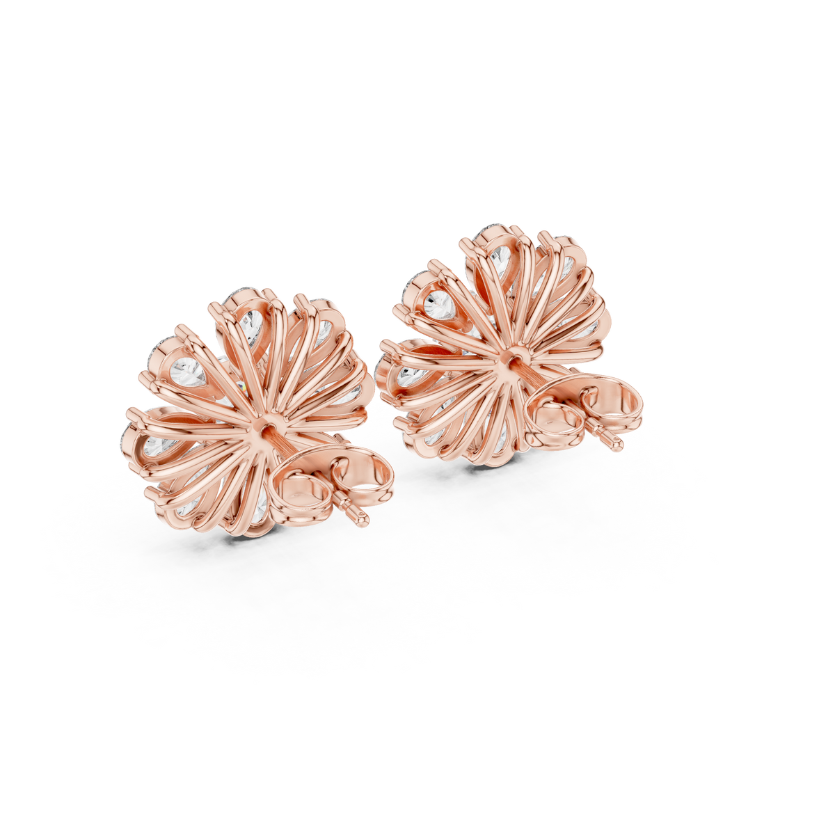 Floral Cushion & Pear Diamond Stud Earrings, lifestyle view — Jewelix Atelier