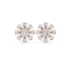 Floral Cushion & Pear Diamond Stud Earrings