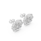 Floral Cushion & Pear Diamond Stud Earrings