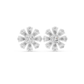 Floral Cushion & Pear Diamond Stud Earrings