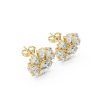 Floral Cushion & Pear Diamond Stud Earrings