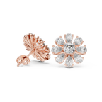 Floral Cushion & Pear Diamond Stud Earrings
