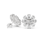 Floral Cushion & Pear Diamond Stud Earrings