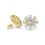 Floral Cushion & Pear Diamond Stud Earrings