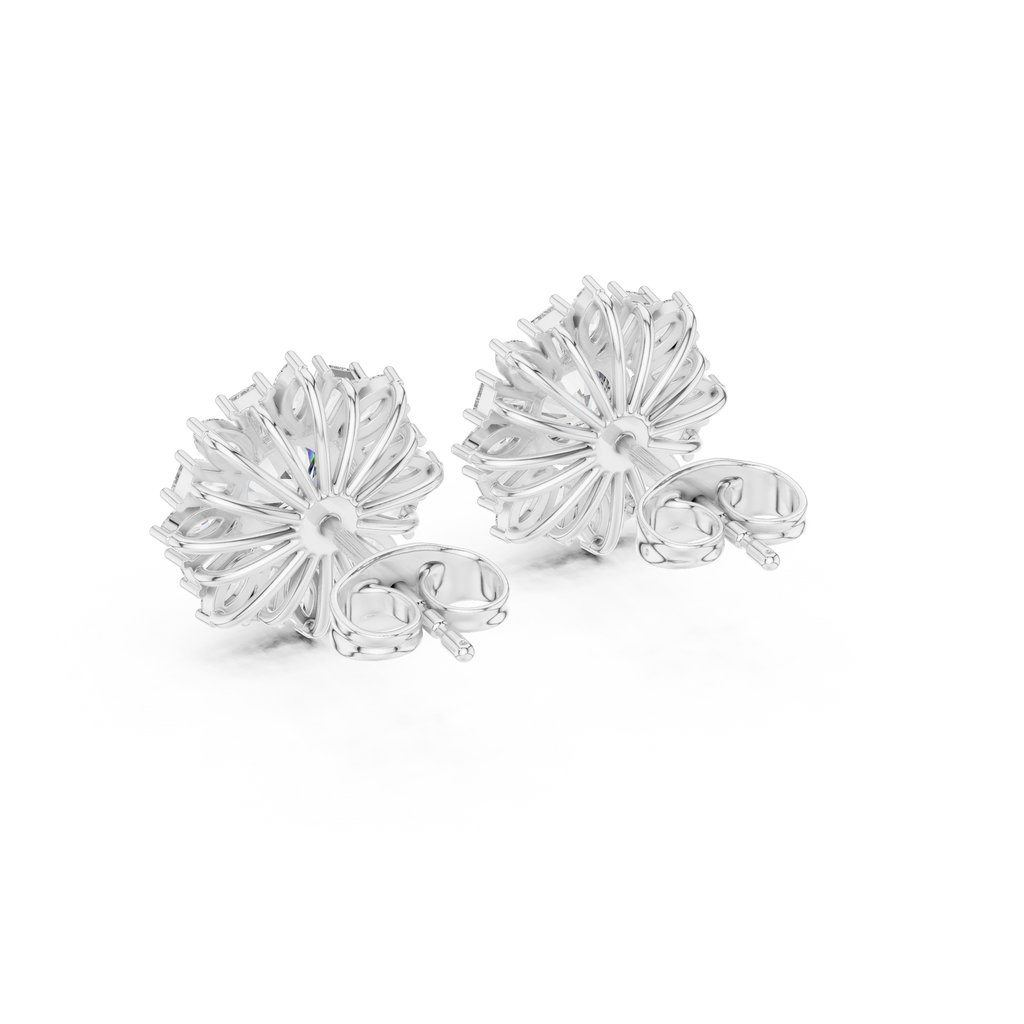 Sunburst Diamond Halo Stud Earrings