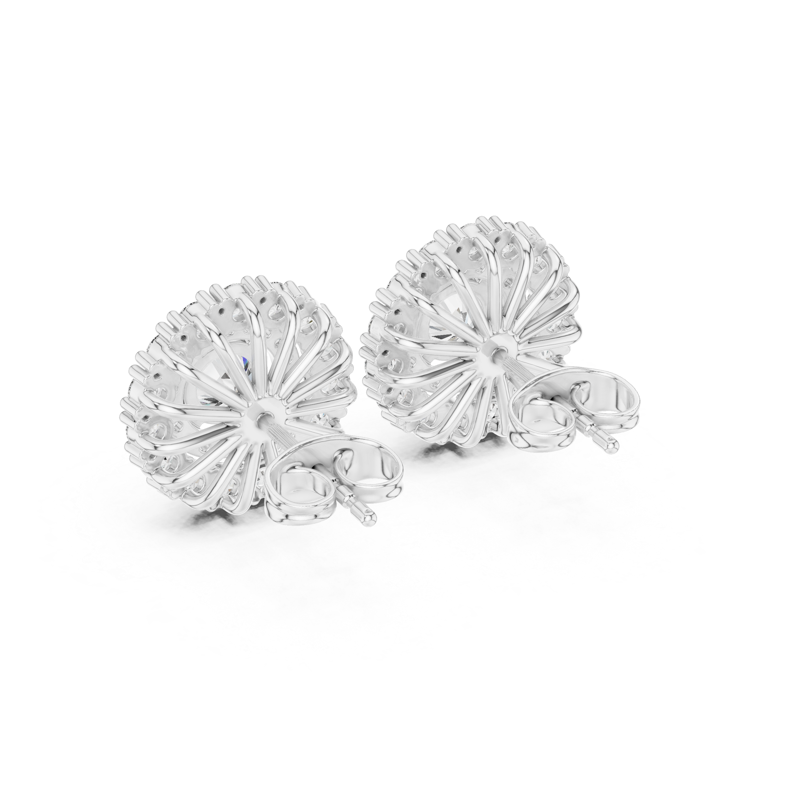 Double Halo Round Diamond Stud Earrings