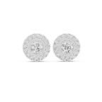 Double Halo Round Diamond Stud Earrings